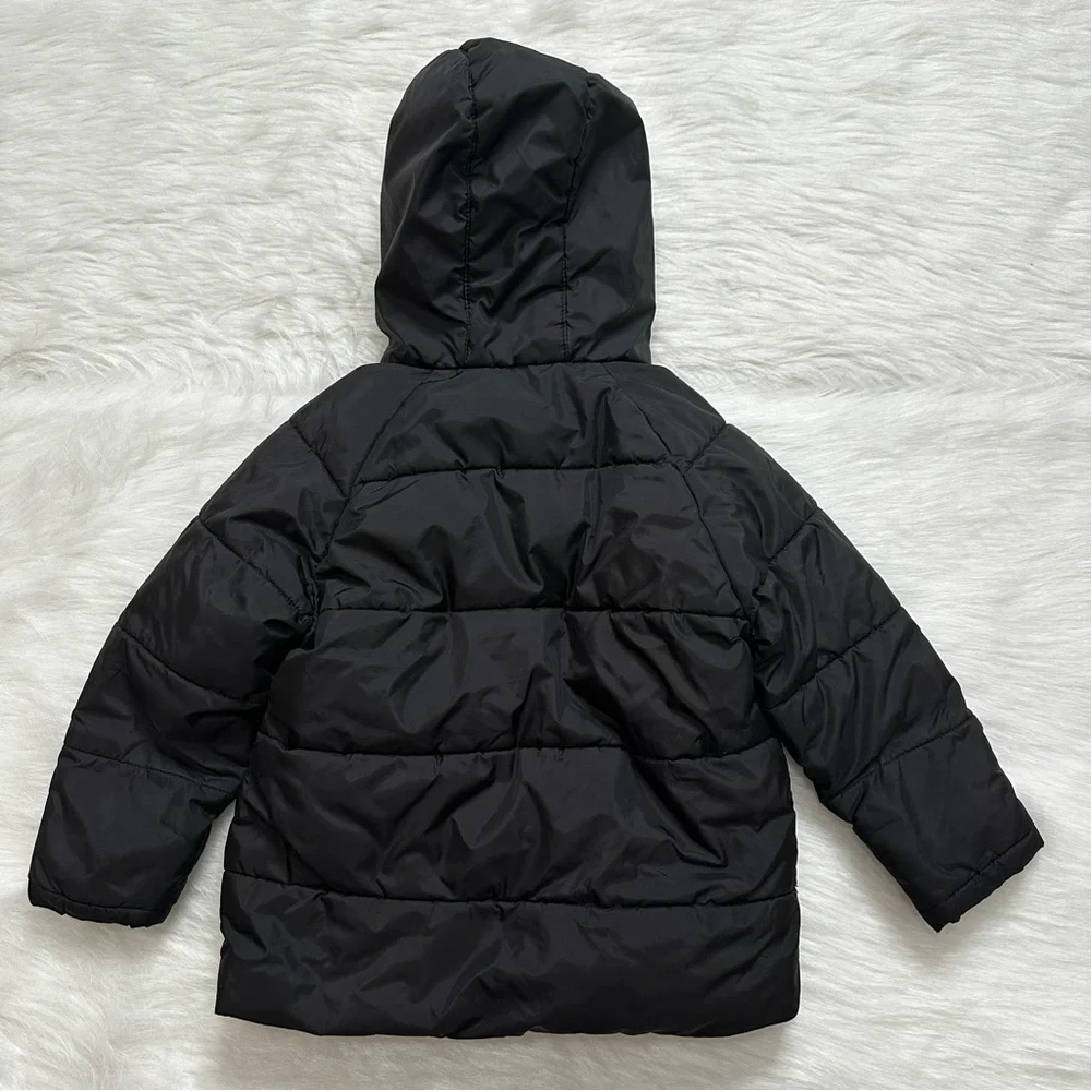 Wonder Nation Toddler Size 5T Black Full Zip Winter Hoodie Puffer Jacket